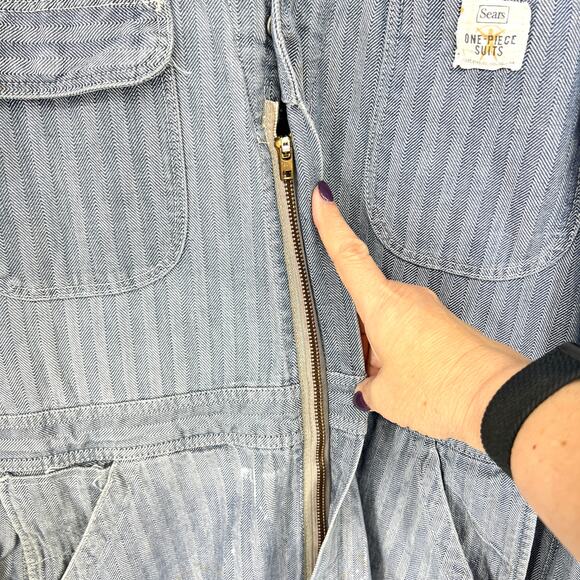 Vintage 70s Sears Mechanic Coveralls Michael Myers Talon Zipper Size 42 Mens - Picture 5 of 11